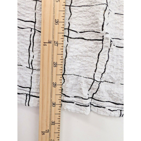 Ali Miles 1X Crinkle Tunic Top Blouse Black White Plaid Button Detail Lagenlook - Picture 10 of 10